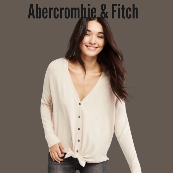 Abercrombie & Fitch Sweaters - Abercrombie & Fitch Cream Button Down Front Tie Cardigan